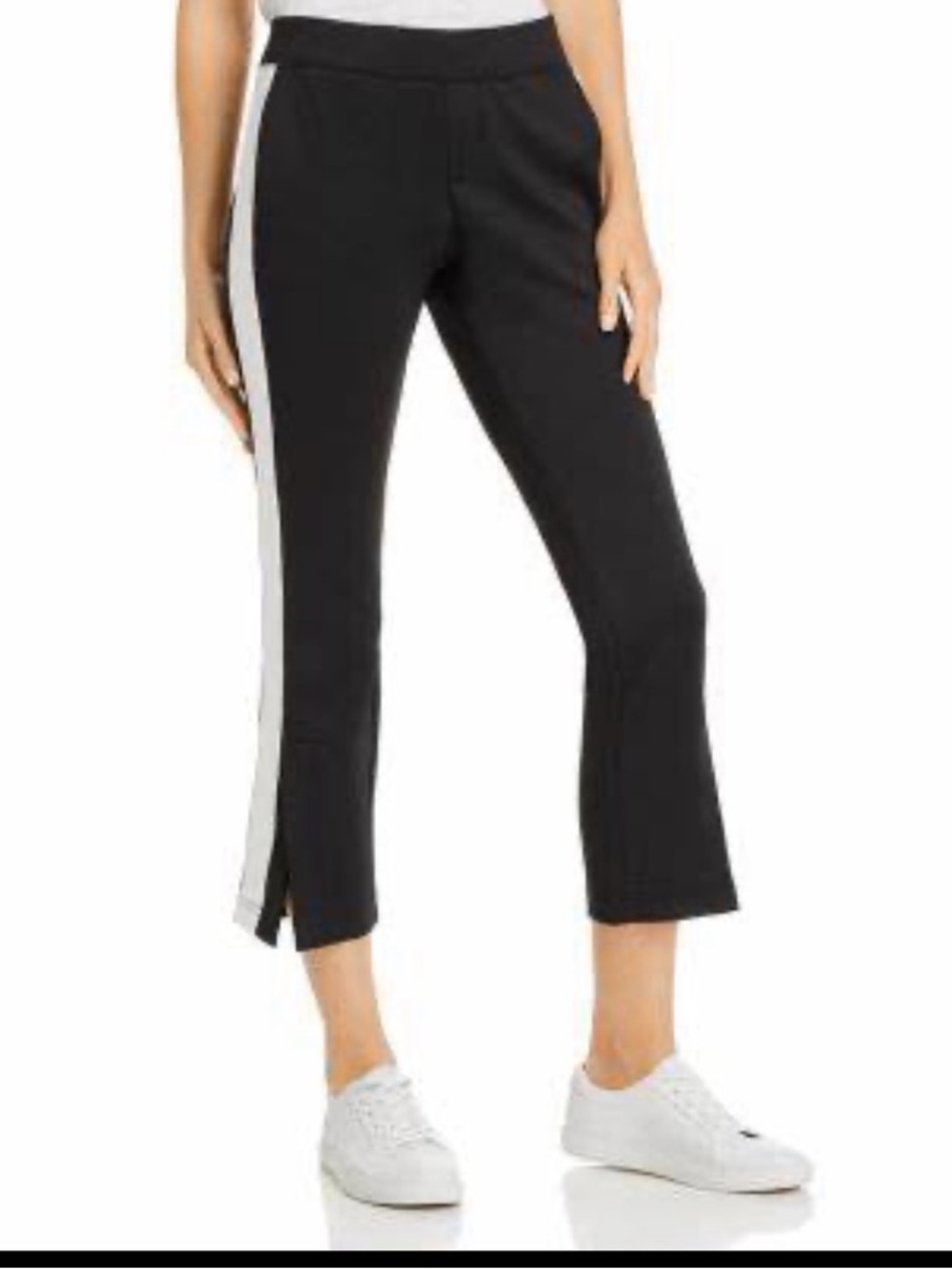 Pam & Gela Black Cropped Track Pants with White Side Stripe S